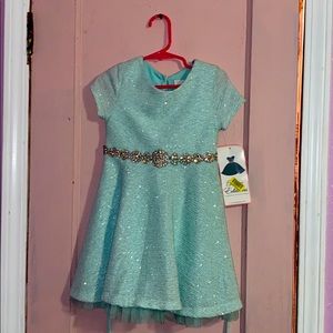 Sparkly cyan dress for girls